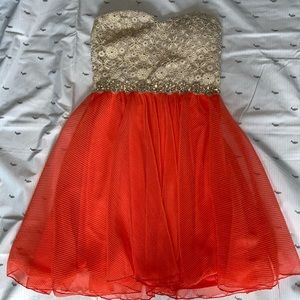 Cream & Coral Formal Dress